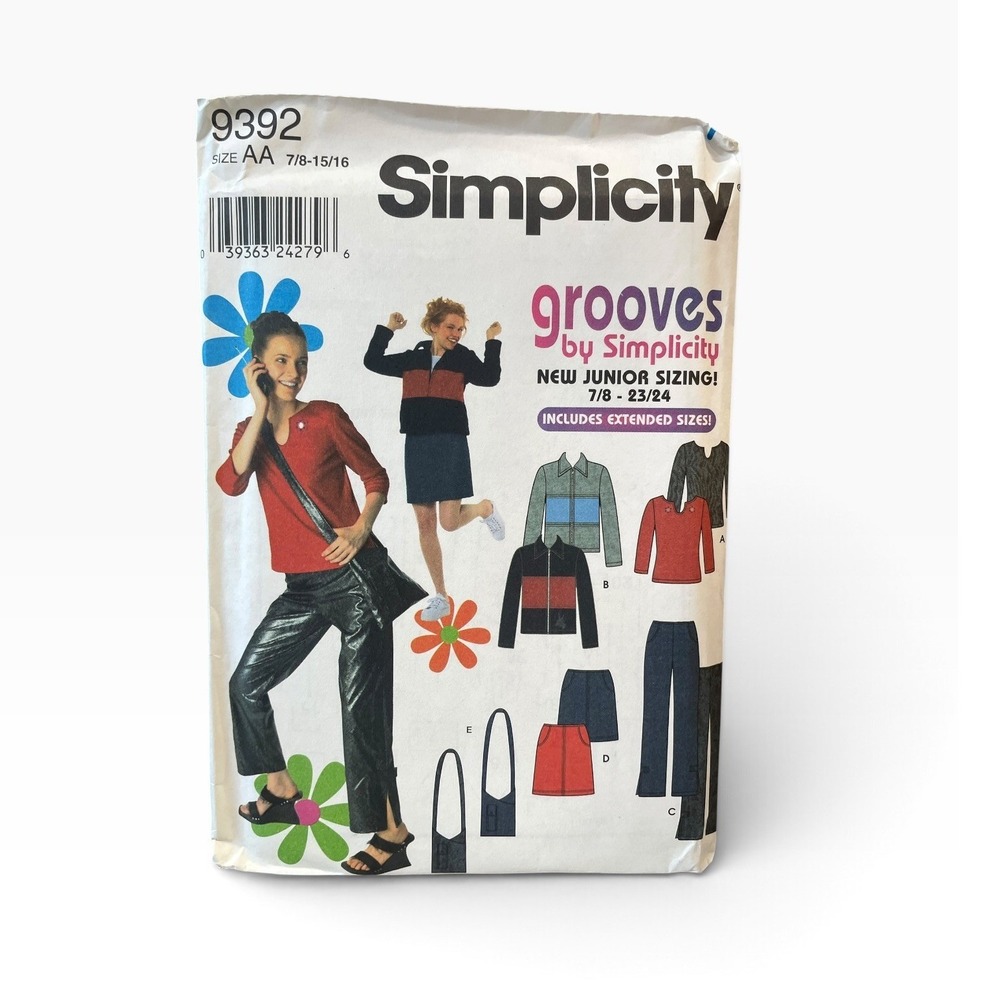 Simplicity 9392 Sewing Pattern Junior Size 7/8/ - 15/16 Jacket Pants Skirt Bag